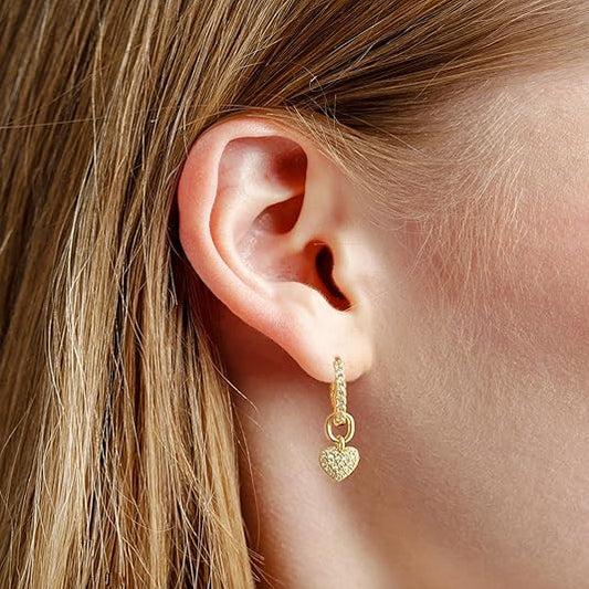 Glamorous Heart-Shaped Cluster Earrings with Round Diamonds