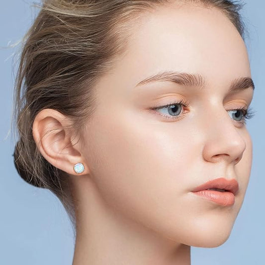 Sparkling Fire Opal Earrings β Round Cut Studs for Women