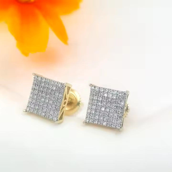 Gold ^925 Silver discount Diamond/Square Earrings