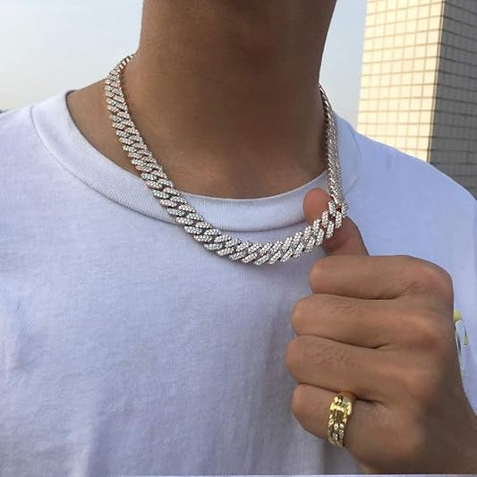 Miami Cuban Link Necklace – Round Cut Moissanite, High-Quality Iced Chain