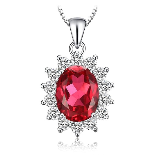 Luxury Floral Ruby Necklace β Oval Cut Red Ruby in Bloom Design