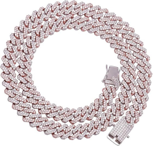 Miami Cuban Link Necklace – Round Cut Moissanite, High-Quality Iced Chain