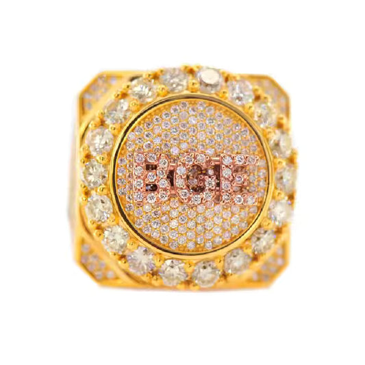 Custom Yellow Gold-Plated Moissanite Men's Ring with Personalized Name