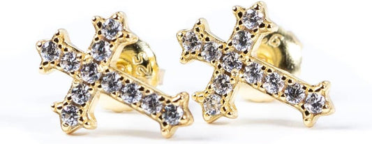 Minimalist Cross Round Stud Earrings for Men