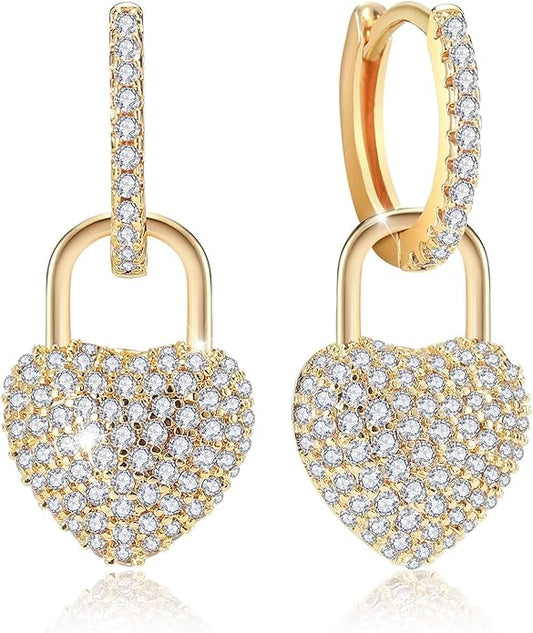 Celebrate Love: Heart Cluster Drop Earrings with Sparkling Diamonds