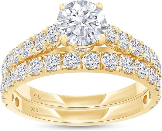 Luxurious Round-Cut Diamond Wedding Ring Set