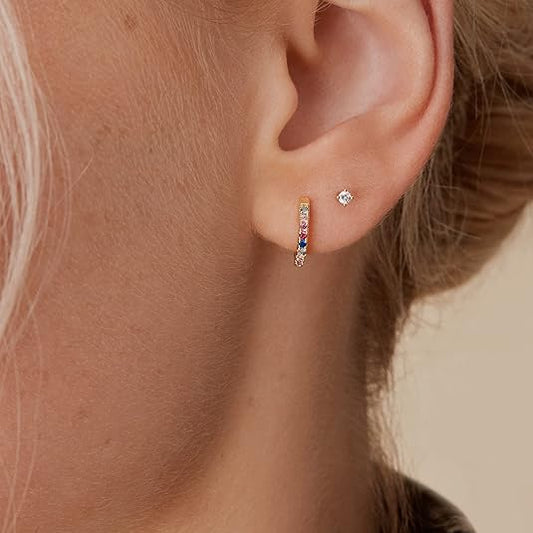 Colorful Round Cut Sapphire Hoops – Bold & Beautiful Design