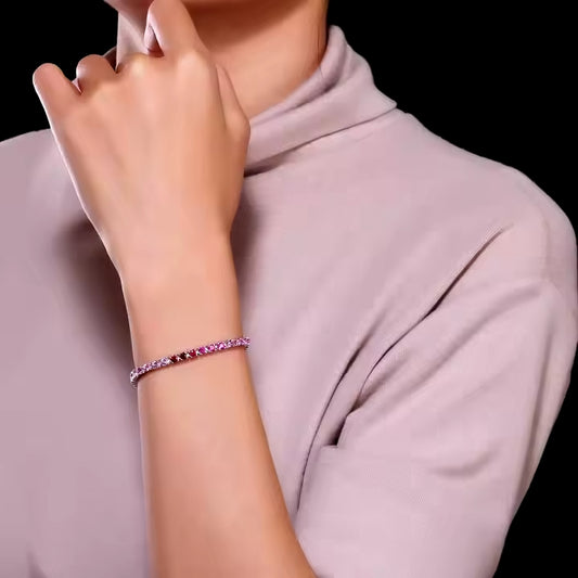 Sophisticated Round-Cut Multicolor Gemstone Bracelet – Perfect for Any Occasion