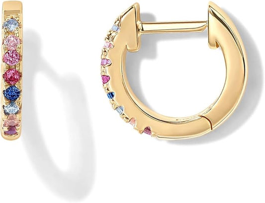Colorful Round Cut Sapphire Hoops – Bold & Beautiful Design