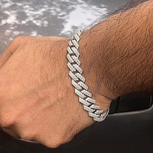 Timeless Men's Bracelet: Round-Cut Real Moissanite Cuban Link Chain