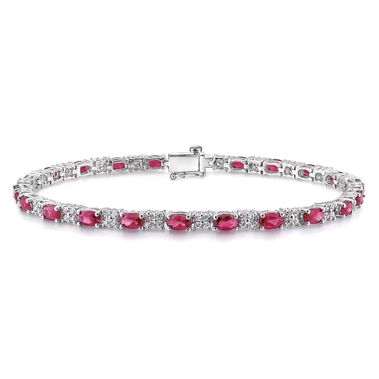 Glamorous Oval Cut Ruby Tennis Bracelet β Sparkling Red Gemstones