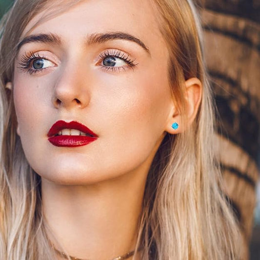 Womenβs Blue Turquoise Stud Earrings β Timeless Sparkling Design