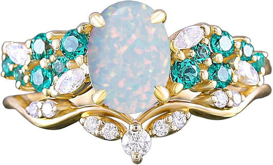 Fiery Romance – Oval Fire Opal Bridal Set for Her