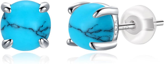 Womenβs Blue Turquoise Stud Earrings β Timeless Sparkling Design