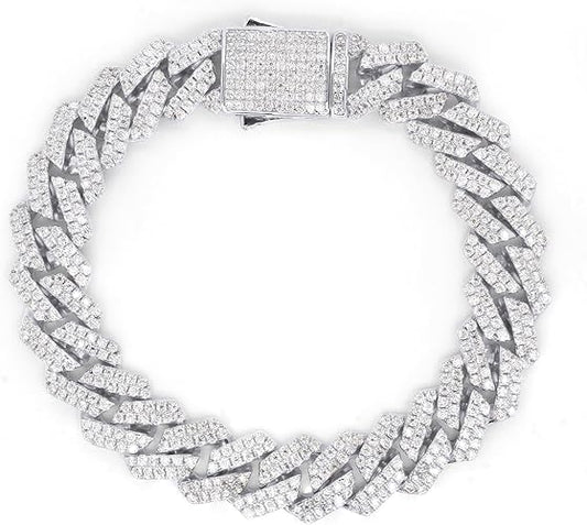 Timeless Men's Bracelet: Round-Cut Real Moissanite Cuban Link Chain