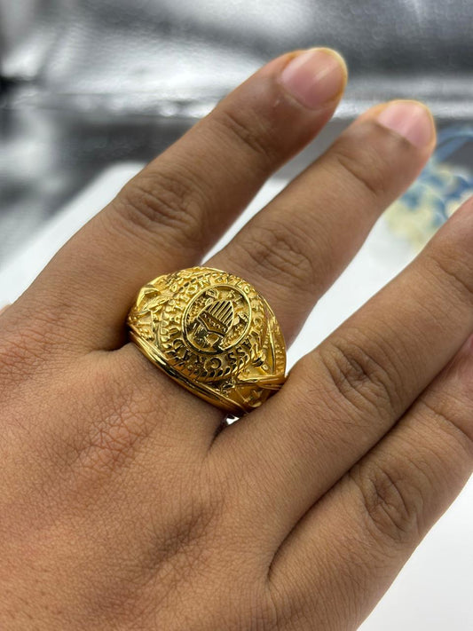 Vintage Yellow Gold 925 Sterling Silver Men's Ring