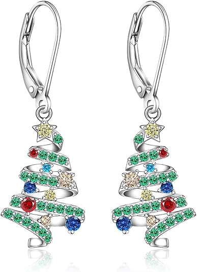 Celebrate Christmas with Multi-Sapphire Tree Drop Earrings