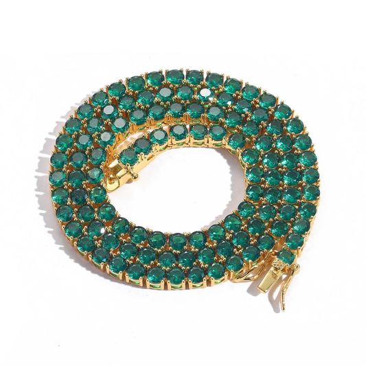 Luxury Round Cut Green Emerald Necklace – Women’s Tennis Style Jewelry