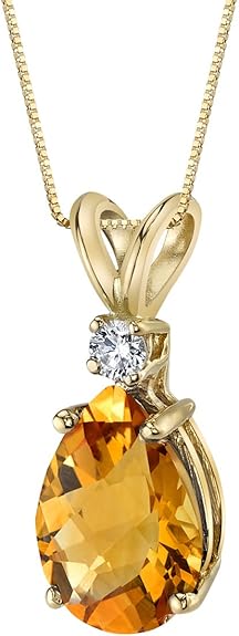 Elegant Pear-Cut Yellow Citrine Pendant for Women – Radiant and Timeless