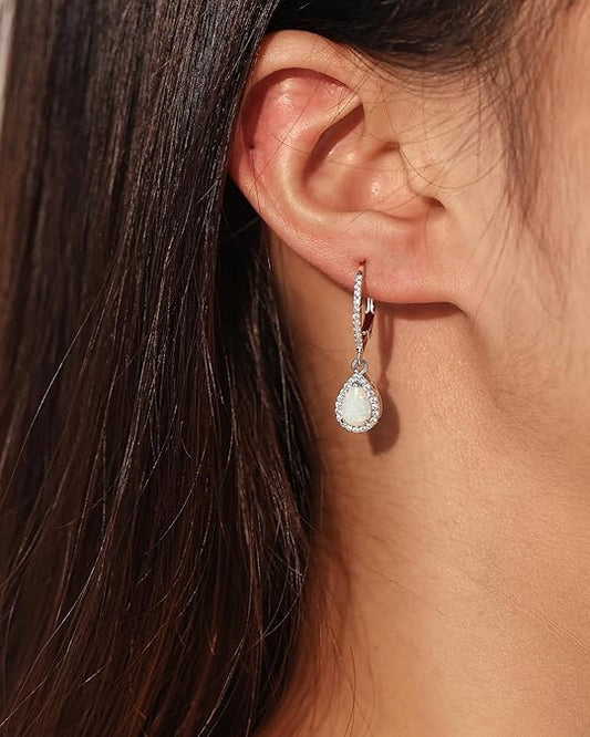 Exquisite Fire Opal Pear Drop Earrings - Luxurious and Unique