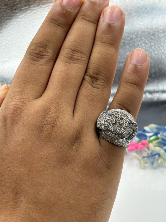 Real Moissanite Diamond Men's Ring White Gold Plated Allah Ring