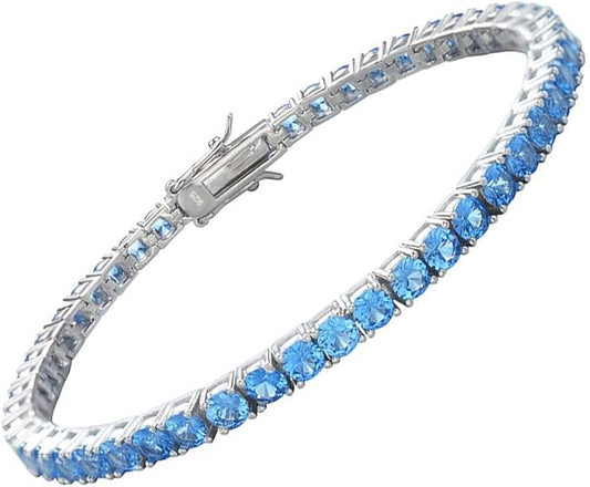 Luxurious Swiss Blue Topaz Bracelet – Timeless Round Cut Design
