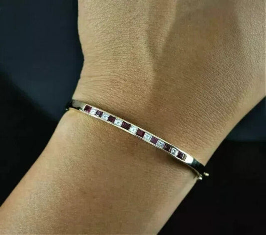 Classic Princess Cut Pink Ruby Bracelet – Radiant Beauty