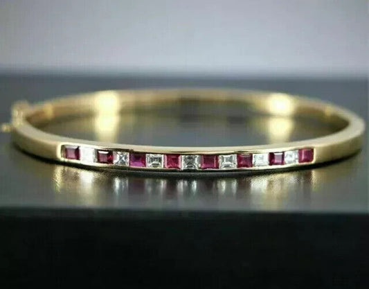 Classic Princess Cut Pink Ruby Bracelet – Radiant Beauty