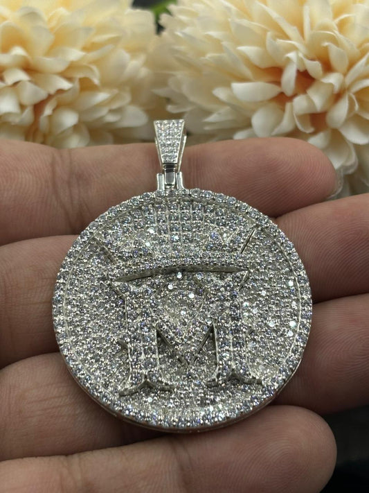 Crown M Letter Pendant with Real Moissanite β Custom Silver or Gold Jewelry