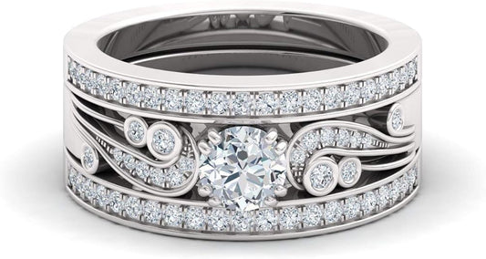 Matching Trio Bridal Ring Set with Round Cut Diamonds