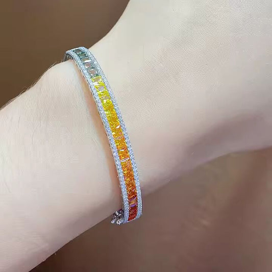 Luxurious Multi-Sapphire Bangle Bracelet – Princess Cut Perfection