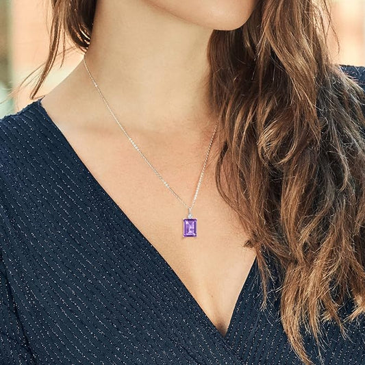 Luxury Emerald Cut Amethyst Pendant – Perfect Gift for Women