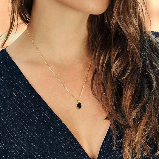 Oval Black Diamond Pendant Necklace β Chic Jewelry for Women