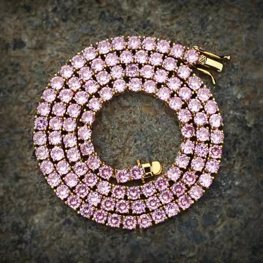 Pink Sapphire Tennis Necklace for Women β Luxurious and Stylish Design