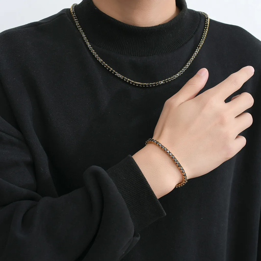 Elegant Black Diamond Tennis Necklace – Round Cut Perfection