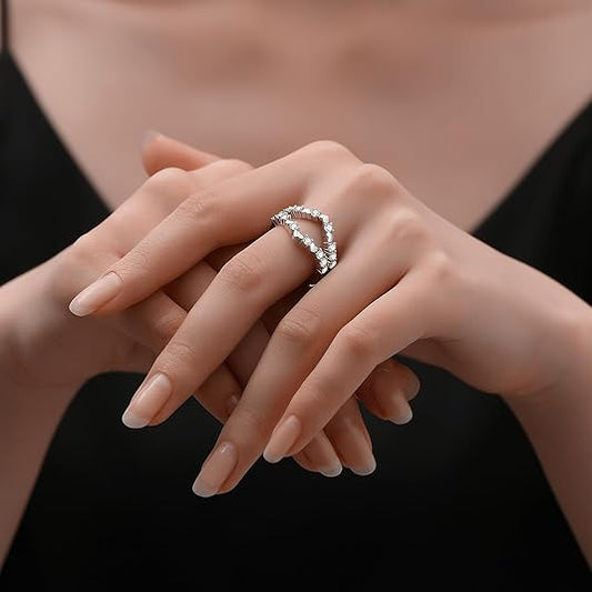 Unique Heart Wrap Ring – Round Diamond Accent for Women