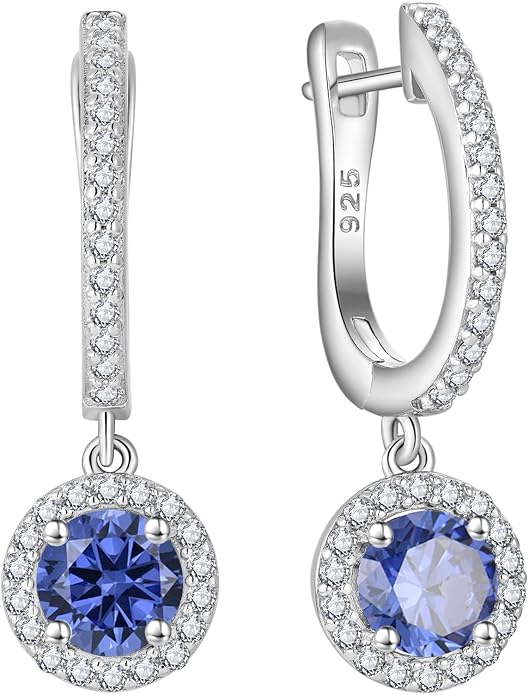 Delicate Women’s Tanzanite Drop Earrings – Round Cut Style