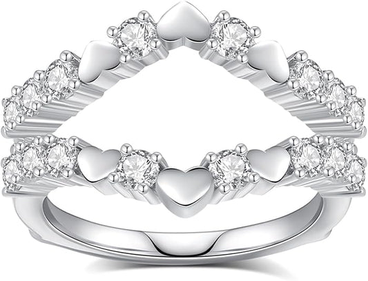 Unique Heart Wrap Ring – Round Diamond Accent for Women