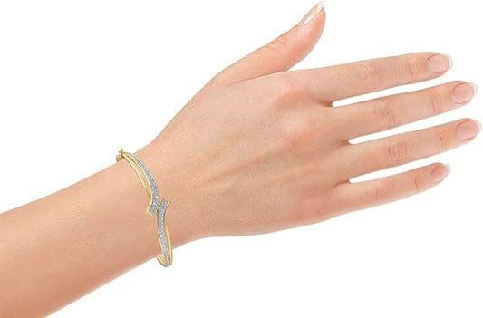 Premium Women's Round Diamond Bypass Bangle – Stylish & Timeless