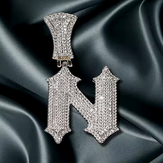 Custom Silver Moissanite 2 INCH Pendant – Choose Any Letter for a Unique, Personalized Look