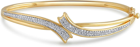 Premium Women's Round Diamond Bypass Bangle – Stylish & Timeless