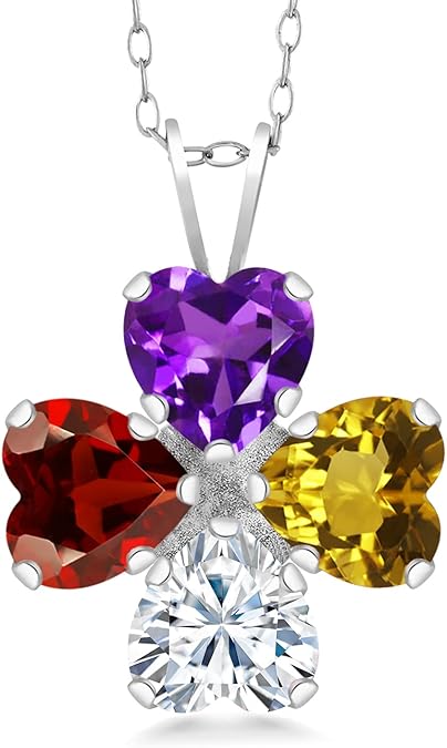 Floral Heart-Cut Sapphire Pendant – Dazzling Multi-Gemstone Design