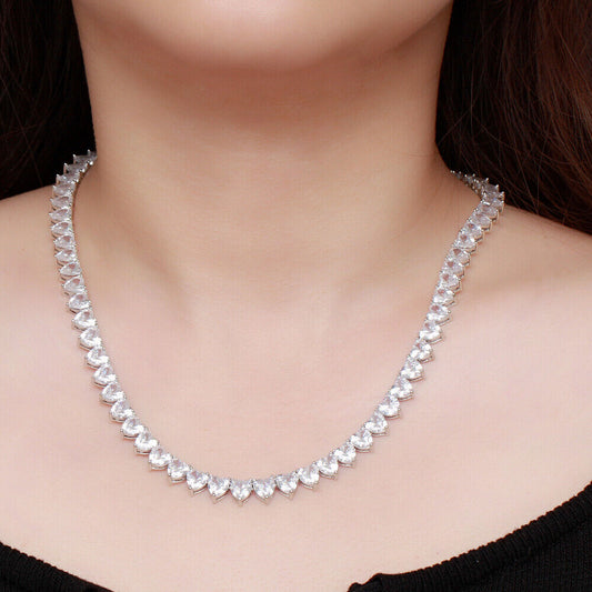Gift of Love: Heart-Cut Diamond Tennis Necklace for Women