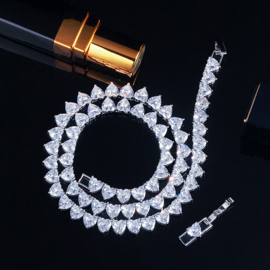 Gift of Love: Heart-Cut Diamond Tennis Necklace for Women