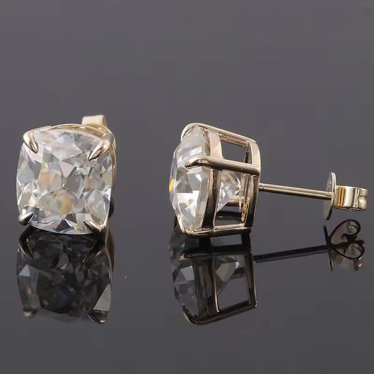 7mm Cushion Cut Diamond Stud Earrings in Silver | Elegant 925 Sterling Silver Diamond Studs