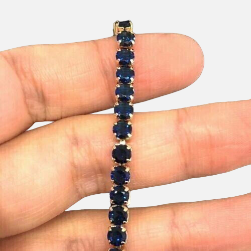 5MM Blue Sapphire Tennis Bracelet 925 Sterling Silver