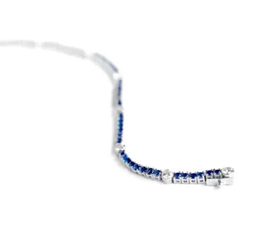 4 MM Sapphire And Diamond Silver Bracelet