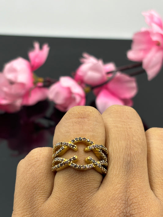 Chocolate Wrap Ring - Enhancer Guard Ring - Brown Diamond Wrap Ring - Yellow Gold Over Ring