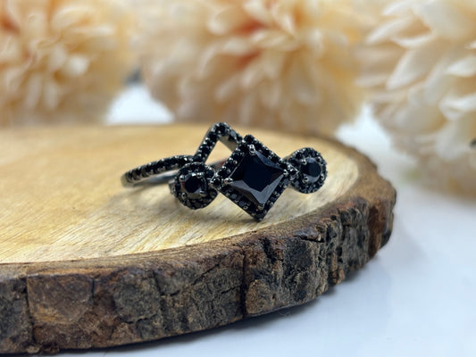 Glamorous Black Diamond Bridal Set with Black Gold Finish