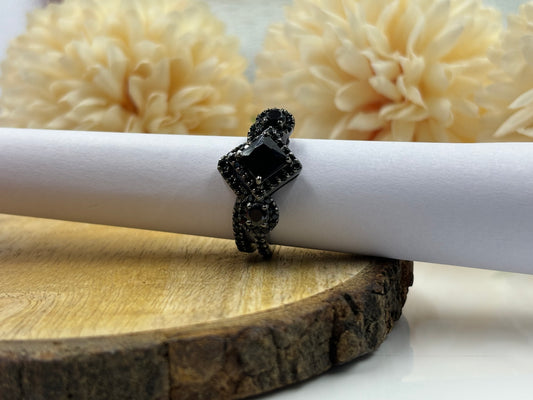 Glamorous Black Diamond Bridal Set with Black Gold Finish